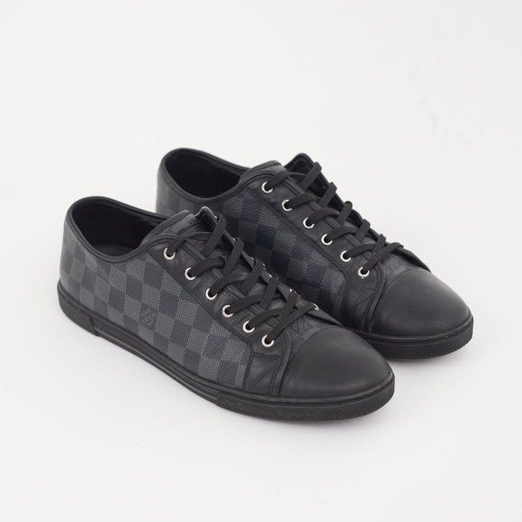 Louis Vuitton Black & Grey Leather Damier Ebene Monogram Sneaker - Picture 1 of 16